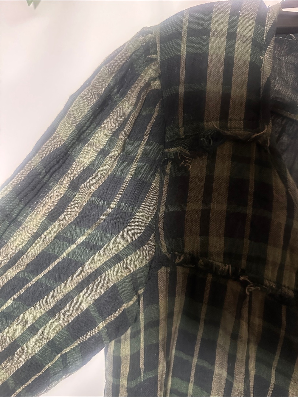 Free People Olive and Black Plaid Button-Front Tunic - Picture 3 of 8